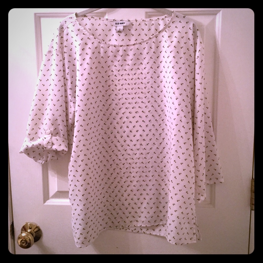 Anchor Print White Blouse